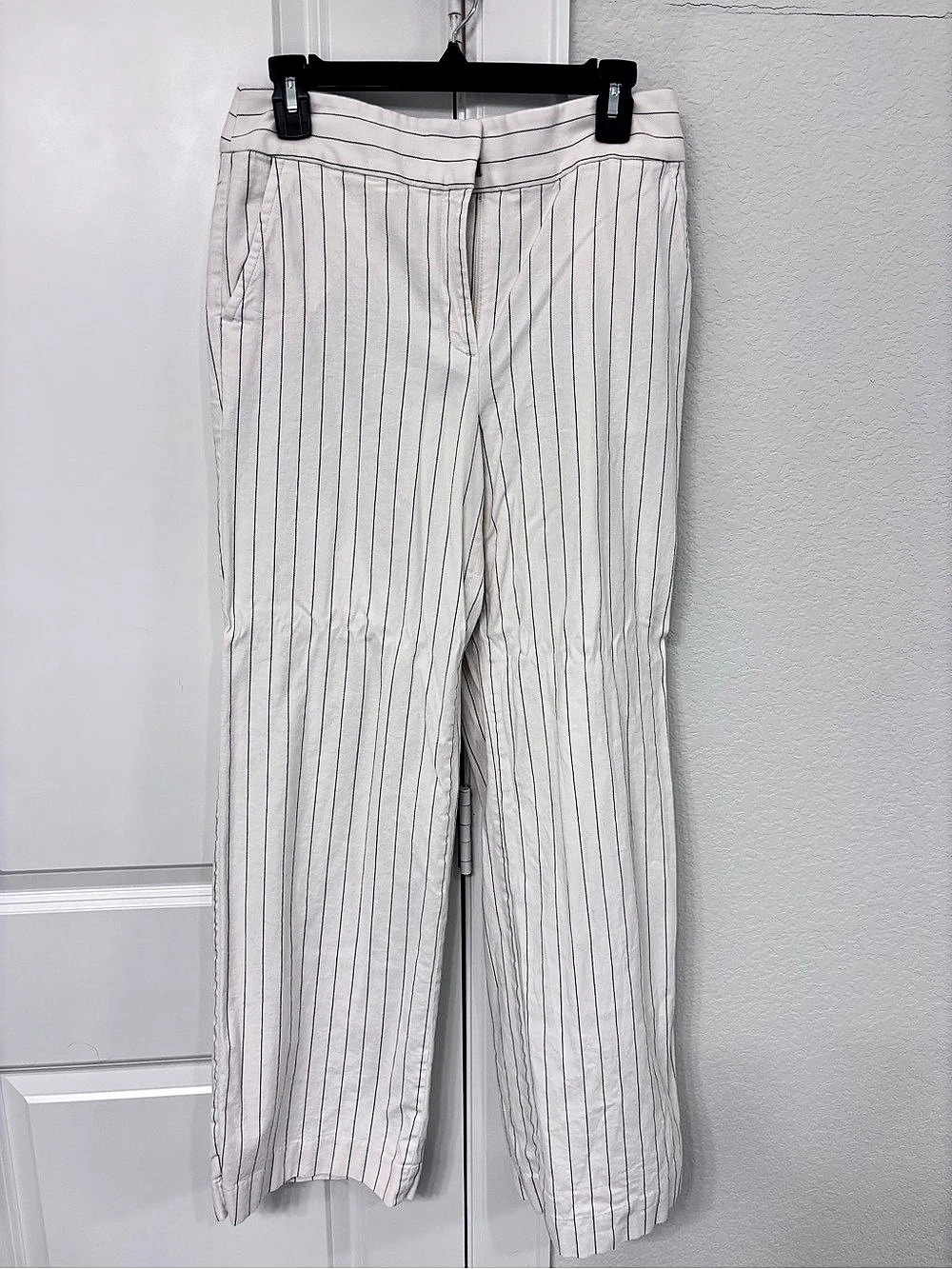 Talbots Greenwich Pant Striped Wide Leg Pants in White